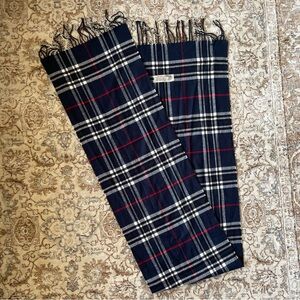 Navy blue plaid scarf